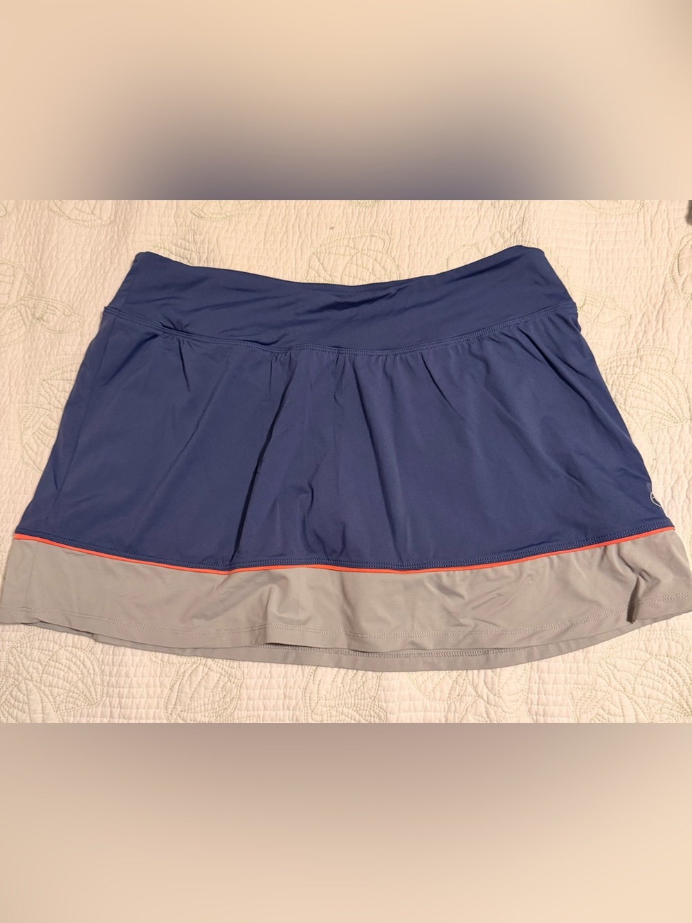 Lija Navy Blue Activewear Top with Light Gray Logo Band. M